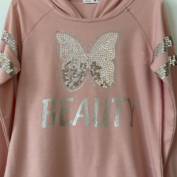 Beautees Girls Hoodie With Sparkly Silver Sequins. Size XL - Picture 5 of 8